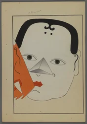 Japanische Spielzeuge, aus Unai no tomo (Ein Kinderfreund) von Shimizu Seifu, 1891-1923. Maske.
